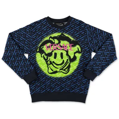 Versace Blue Sweatshirt With Frontal Print Kids