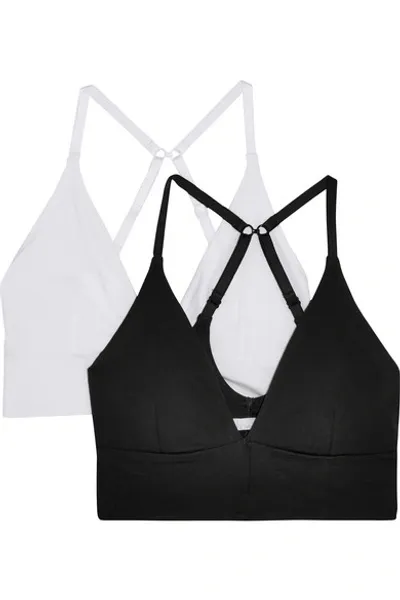 Skin + Net Sustain Helen Set Of Two Organic Pima Cotton-blend Jersey Soft-cup Triangle Bras In Black