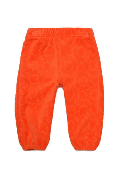 Dsquared2 Babies' Logo-embossed Velvet Track Pants In Orange