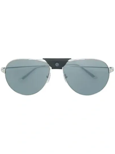 Cartier Leather Top Bar Sunglasses In Metallic