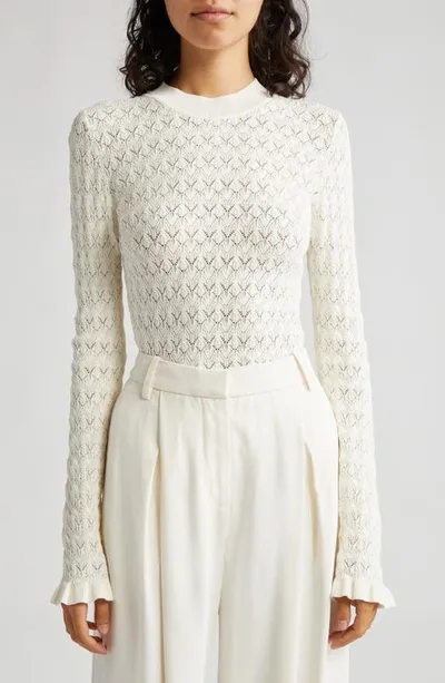 Sea Rue Pointelle Stitch Sweater In Cream