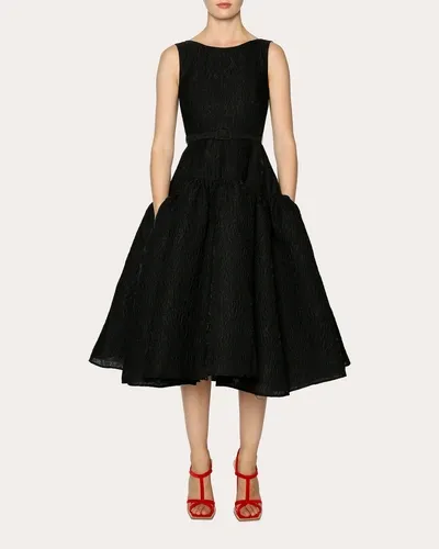 Huishan Zhang Audrey Gathered Cloqué Midi Dress In Black