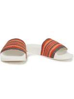 Zimmermann Striped Woven Raffia Slides In Orange