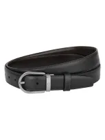 Montblanc Mens Black Brown Reversible Horseshoe-buckle Leather Belt