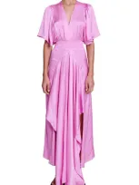 Maje Rachelora Asymmetric Hem Maxi Dress In Pink