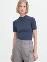 Filippa K Mock Neck Tee In Blue