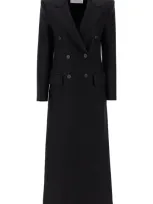 Harris Wharf London Women Long Double Breasted Tailored Coat Pressed Wool In Black