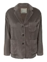 Kiltie Tri Pocket Buttoned Jacket In Gray Mélange