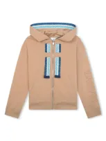 Lanvin Kids' Beige Hoodie With Logo And Curb Motif