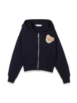 Palm Angels Kids Navy Blue Bear Hoodie With Zip