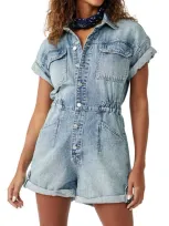 Free People Marci Cotton Denim Romper In Marrakesh